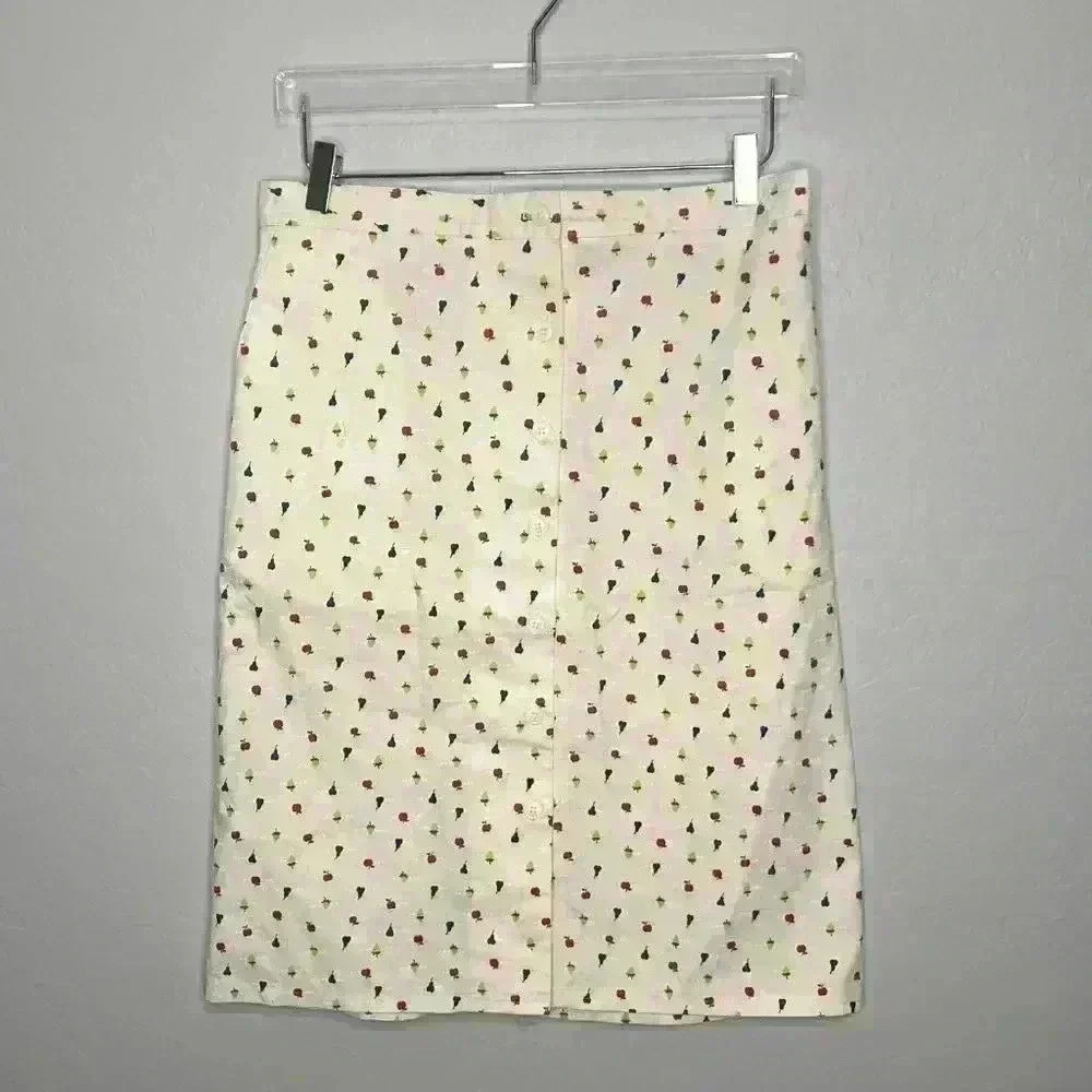 Vintage Madison Button Down Fruit Pencil Skirt Size 8